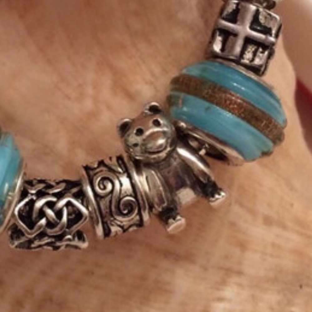 Sterling silver teddy bear troll bead